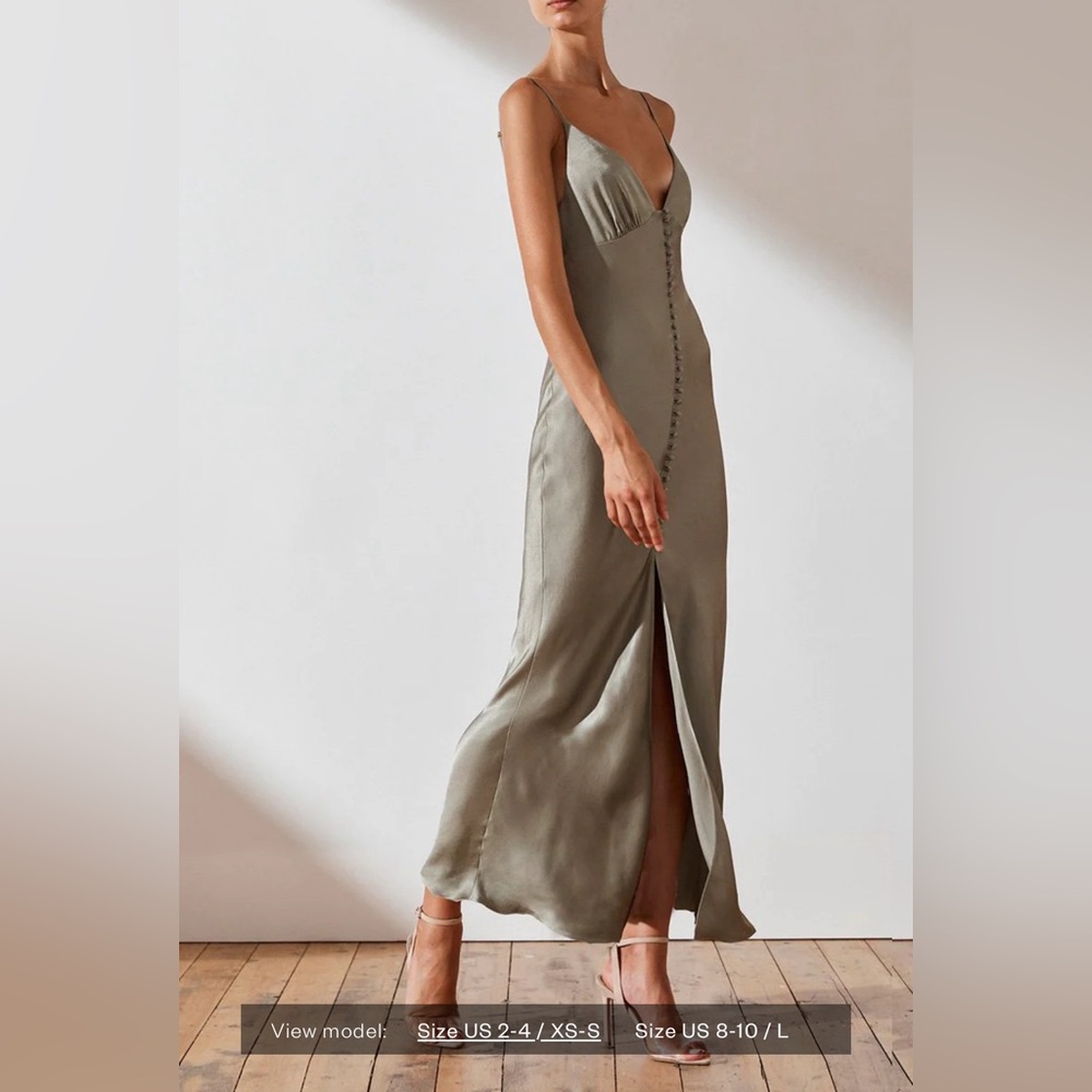 Shona Joy La Lune Sage Bias Midi Dress (US Size 2 / AU Size 6 / XS)